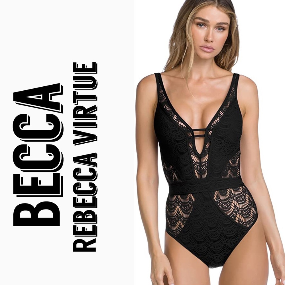 Becca Rebecca Virtue Crochet Lace Swimsuit
